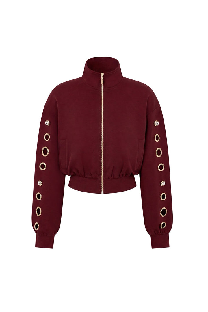 Grommet Sweat Jacket (BURGUNDY) JACKET ONLY