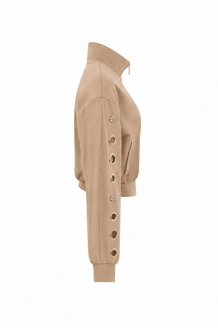 Grommet Sweat Jacket (Beige) JACKET ONLY