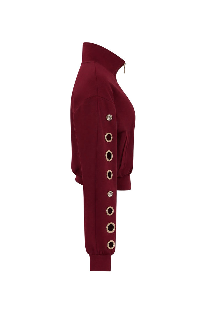 Grommet Sweat Jacket (BURGUNDY) JACKET ONLY