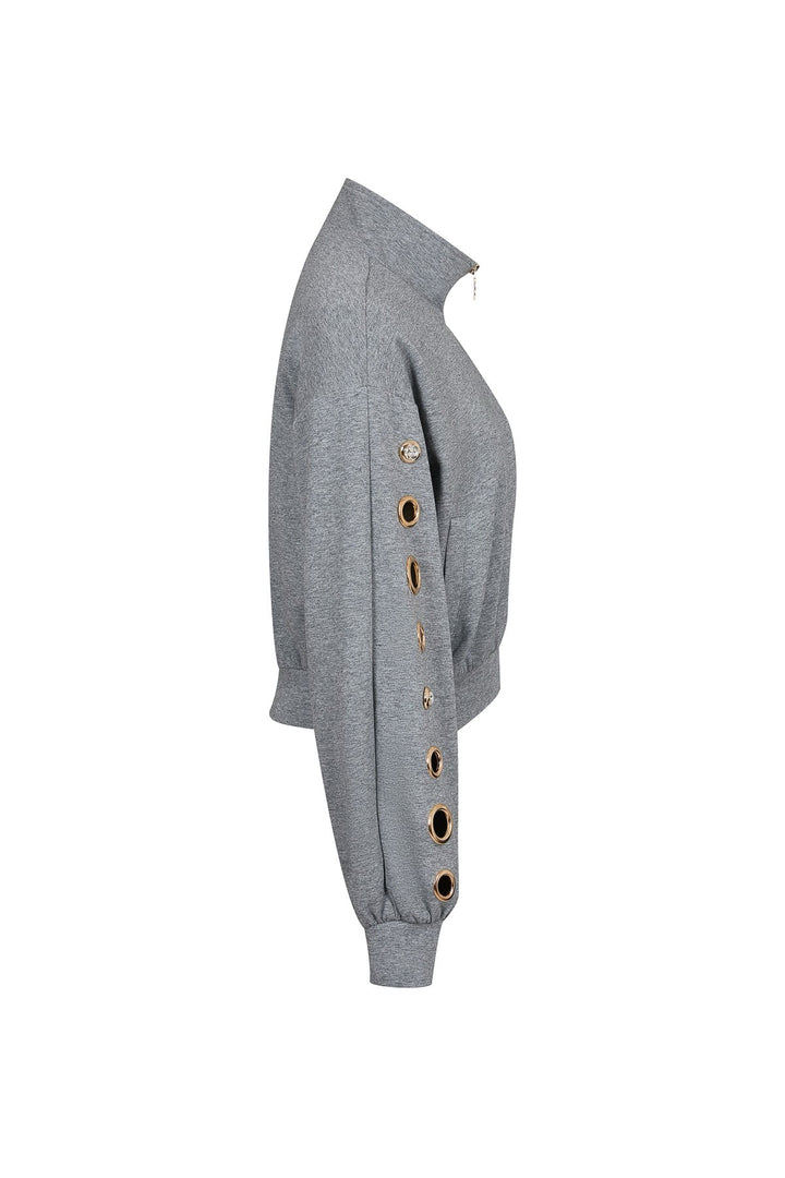 Grommet Sweat Jacket (HEATHER GRAY) JACKET ONLY