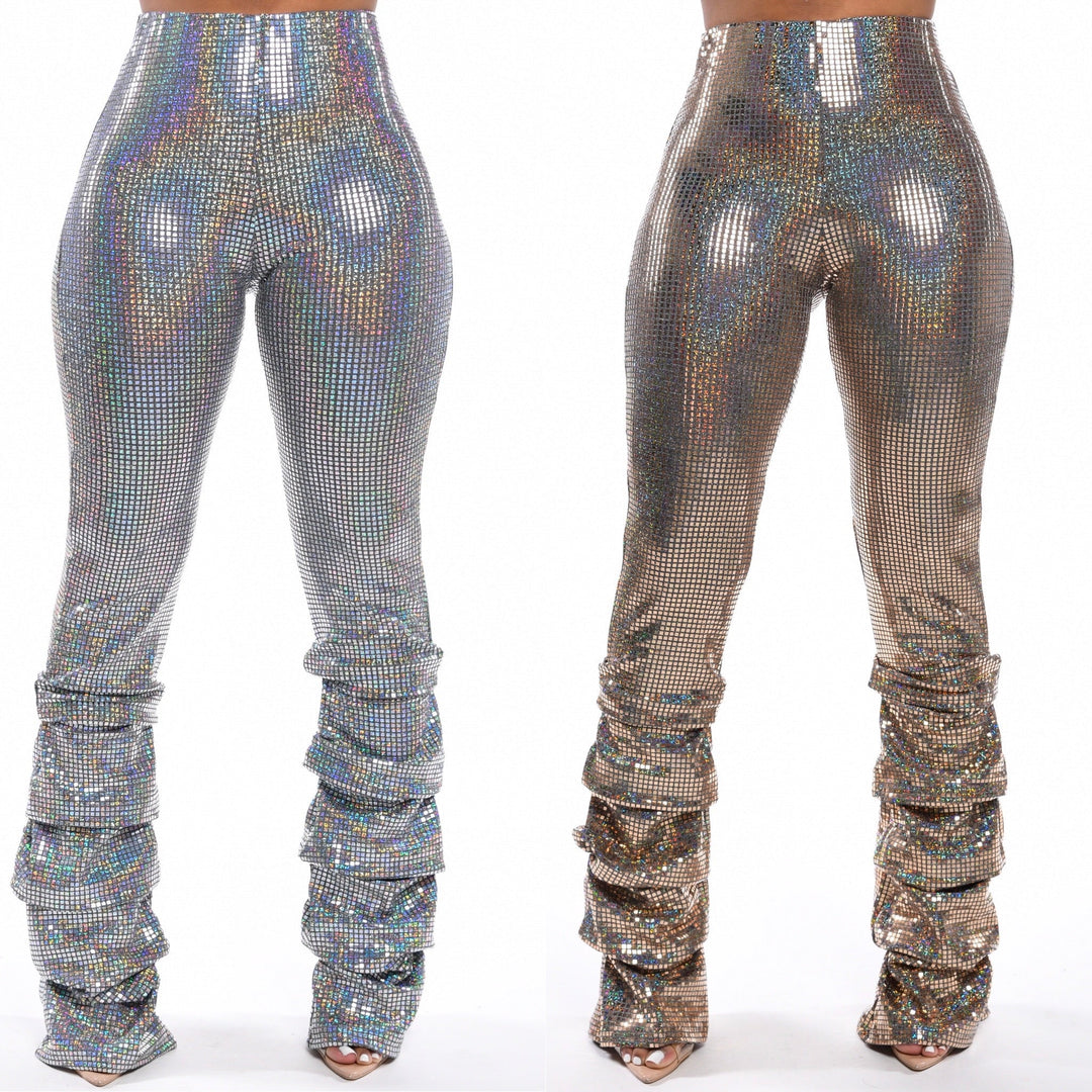 HOLOGRAM TIERED PANTS