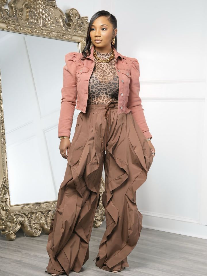 DENIM DISTRESSED DENIM JACKET (Mauve)