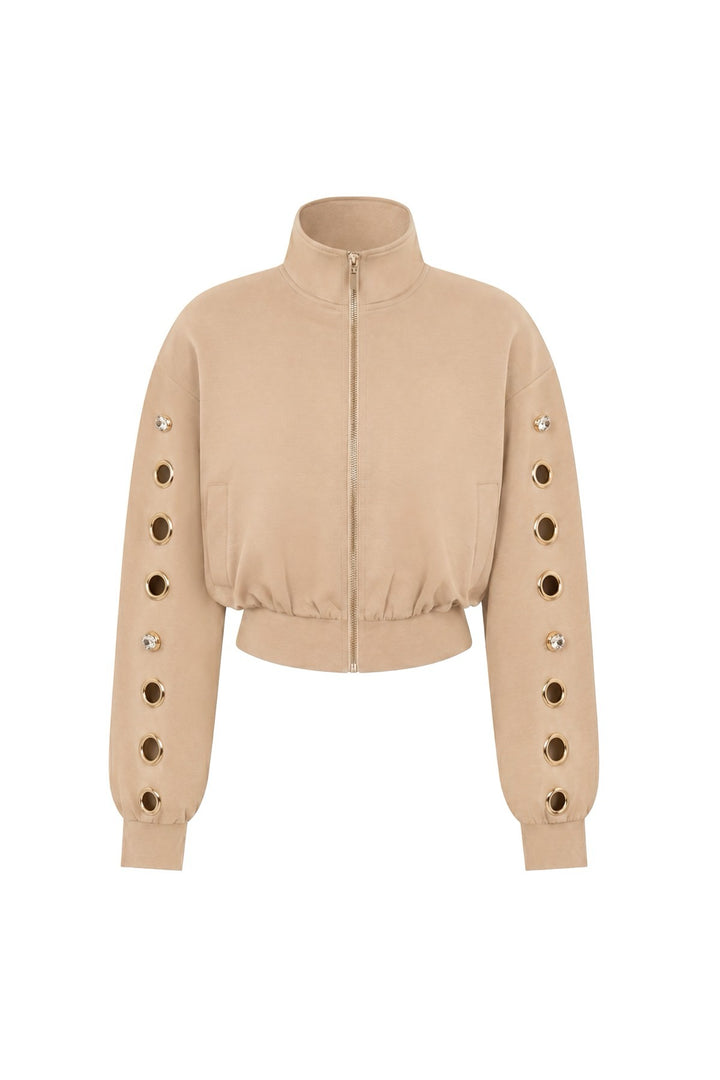 Grommet Sweat Jacket (Beige) JACKET ONLY