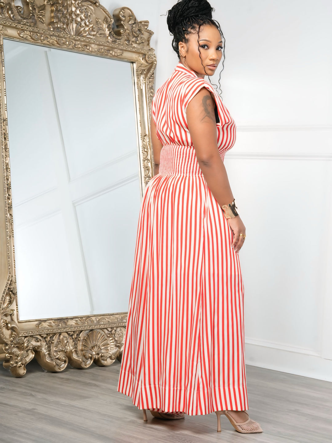 JISZELLE Striped JUMPSUIT (Red)