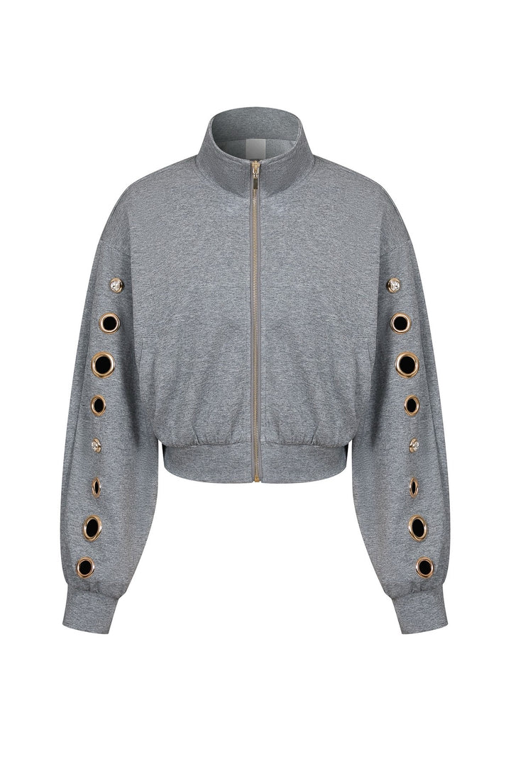 Grommet Sweat Jacket (HEATHER GRAY) JACKET ONLY