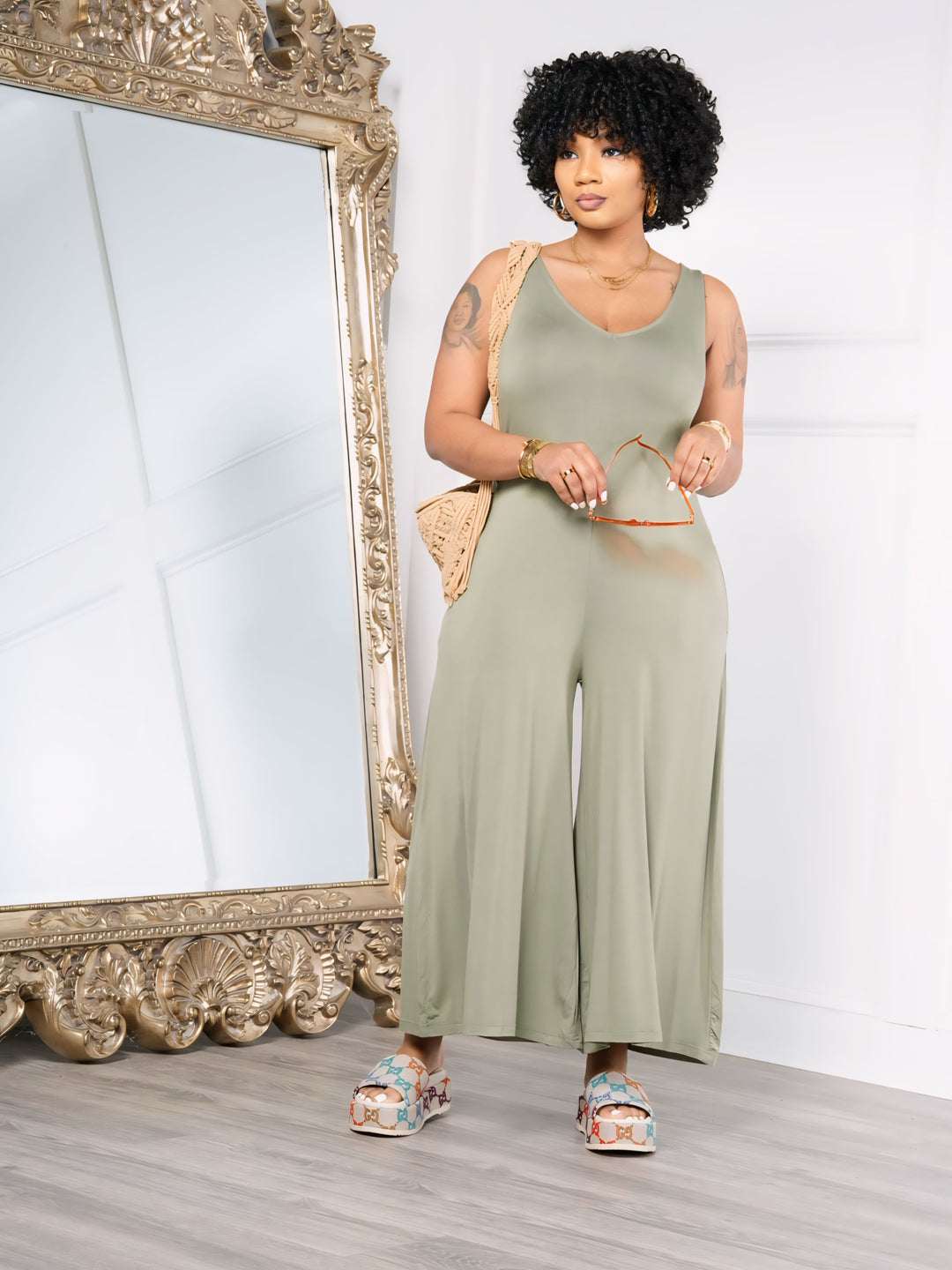 KAILY CULOTTE JUMPSUIT (Olive)