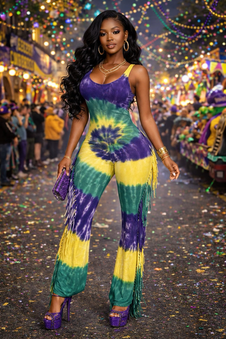 MARDI SWIRLS Fringe JUMPSUIT