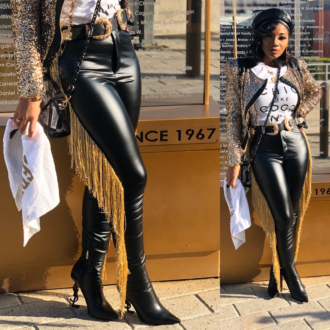 Faux Leather Shimmy Pants