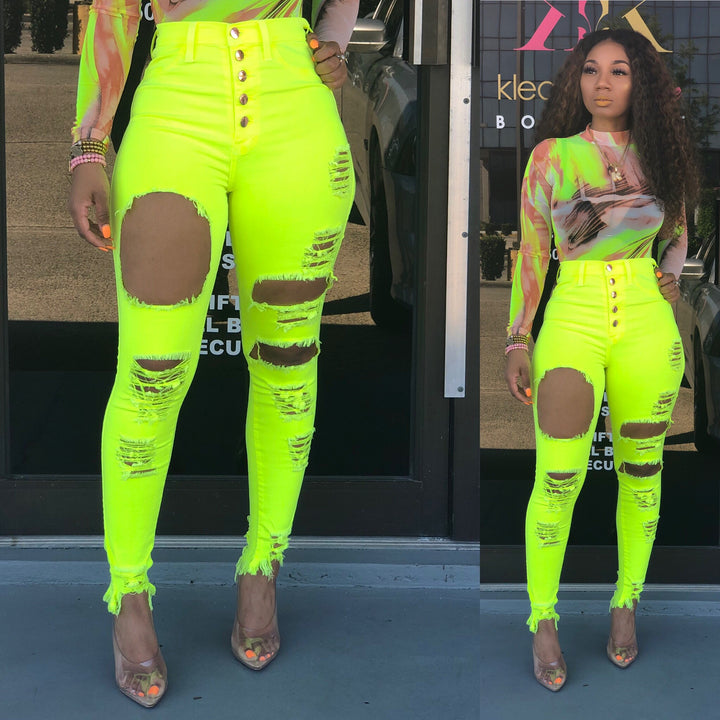 High waist 5 Neon Jeans