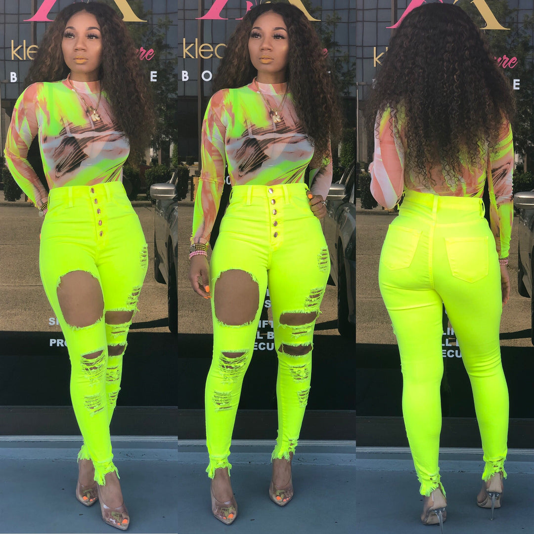 High waist 5 Neon Jeans