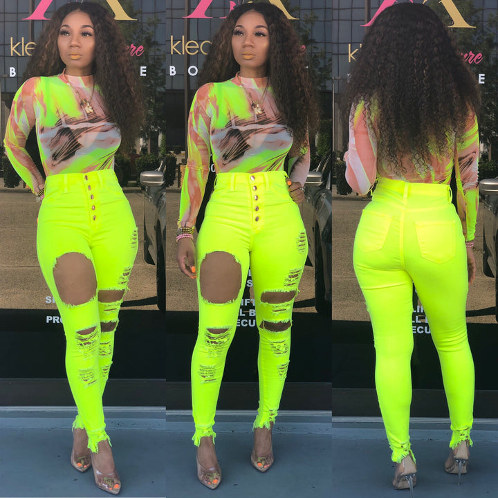 High waist 5 Neon Jeans
